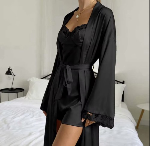 Damen satin kimono bademantel - satin,