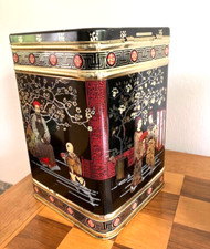 Teedose klassisch, alt Blechdose groß 22 cm hoch , m. chinesischem Motiv antik