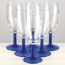 6 Sektgläser blau Luminarc France 15,5 cm ReUse Second Hand Vintage Gläser