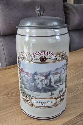 Maßkrug mit zinndeckel - maßkrug,