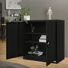 Büroschrank Stahlschrank Aktenschrank Metallschrank 90x40x90 cm Schwarz
