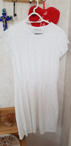 Kleid weiß lochstickerei - weiß,