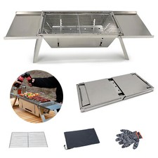 BBQ mini Grill Klappgrill Holzkohlegrill Picknickgrill Edelstahl Camping Tragbar