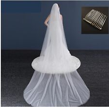Schleier Brautschleier mit Kamm Braut 3m lang Weiß Hochzeit mit Kamm Weich Tüll 