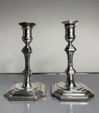 Paar Leuchter Silber Sheffield 1892 J.K.B Colonel Hutton Hirschkopf M.G.N Punzen