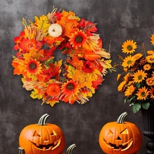 16 zoll Herbst Kranz Front Tür Kranz Simulierte Sonnenblumen Kürbis Ornament