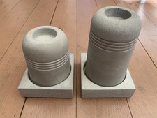 2er Set Teelichthalter Ø ca. 7 cm, 14 u. 18 cm hoch, Beton-Optik, Deko