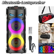 Bluetooth 5.0 Lautsprecher RGB Subwoofer Musikbox Boombox Party LED mit Mikrofon