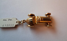 Anhänger Formel 1  Rennwagen Gold Double - ca. 3 cm bewegliche Räder Stempel