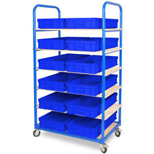 Etagenwagen mit 6 Ebenen, BxTxH 1050x500x1690 mm, mit 12 Euroboxen