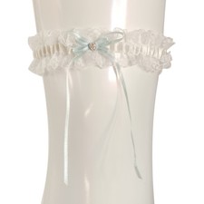 Strumpfband mit Strassherz creme hellblau Braut Hochzeit Accessoires Spitze