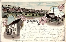 Litho Sulzbach an der Murr, Totalansicht, Gasthaus zur Rose, Kirche - 10516839