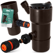 Fallrohr Regensammler DN 90x1 AG Dachrinnenablauf Regenwasser Regendieb Braun