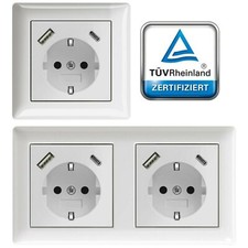 Steckdose mit USB-A &USB-C, 3.400 mA, passend für Gira 55, JUNG AS 500, Weiß