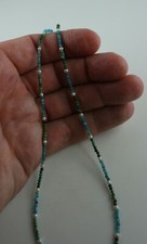 Edelstein Kette blauer Achat Türkis und Süßwasserperlen  40 bis 45 cm lang