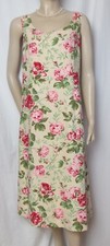 Laura Ashley Kleid 40 42 Rosen Blumen rosa grün Leinen Baumwolle Hochzeit Sommer