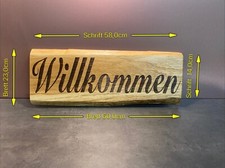 Willkommen Schild Massiv Holz