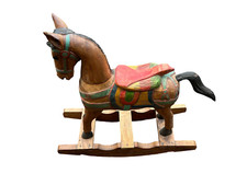 Schaukelpferd Holzpferd antik Vintage massiv 90cm hoch 95cm lang