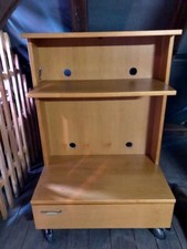 Media Schrank, Phono, TV, Paschen, Modell Bibliothek, Erle furniert, Rollwagen