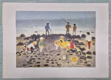 Carl Schneiders, Grafik Zeichnung "Spielende Kinder am Meer" 440/700