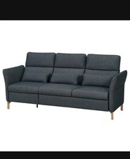3er-Sofa m elektrischem Ruhesessel, Holz/Tallmyra schwarz/grau
