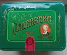 Blechdose Underberg leer Klappdeckel Semper Idem 4stellige PLZ goldene Schrift