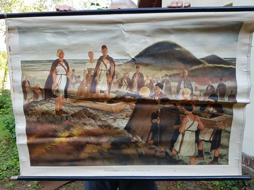 Alte schulwandkarte rolltafel - alte,