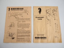 Rabewerk Taube Drehpflug Betriebsanleitung Ersatzteilliste 1972