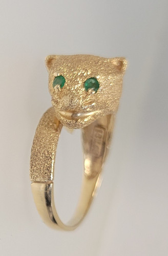 14kt gelbgold katze - katze, panther