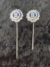 2 Vintage Anstecknadel B Symbol Blau Silber Schmuck Antik HL10