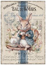 Decoupage-Bastelpapier-Softpapier-Vintage-Ostern-Hase-Bunny-13511