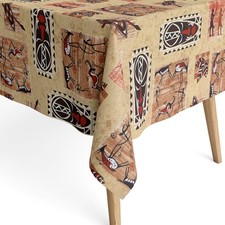 Jacquard Tischdecke beschichtete Baumwolle NIARA CAMEL Afrika eckig rund oval