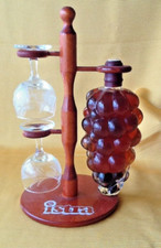 Istra Vintage Weinglashalter Holz m. 2 Weingläsern Graviert & Weinflaschenhalter