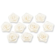 10 Satinrosen 3cm Rosenköpfe Bastelblumen Hochzeit Streudeko Stoffblumen Nähen