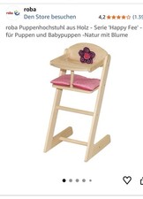 Roba Kids Puppenhochstuhl mit Sitzkissen Happy Fee