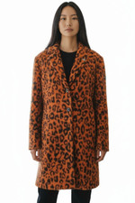 Frieda&Freddies Damen Mantel Wolle Leomuster Orange Größe 38