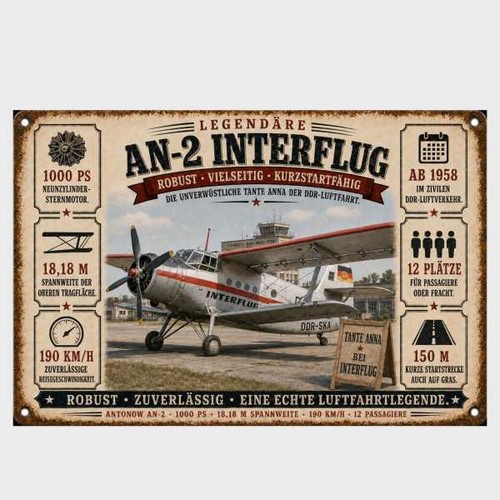 Blechschild an2 interflug - blechschild,