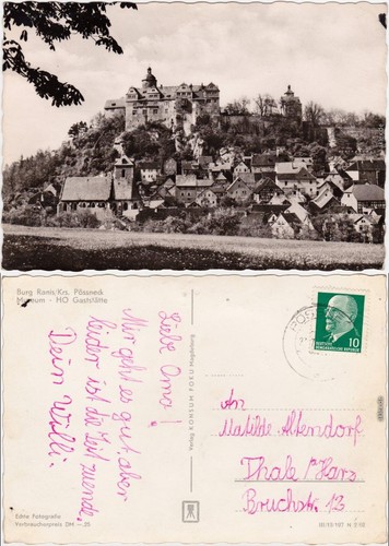 Ansichtskarte ranis burg - ansichtskarte,