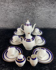 Kafee-/Teeservice Melitta Porzellan 6erSet Zuckerdose Milchkanne Kobalt Goldrand