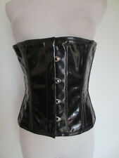 Lackleder Schnür Corsage Bustier Gr. 42 ca L Kunstleder Leder-Imitat schwarz /B