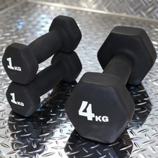 Hantel Set HEXAGON 2x 1 kg, 1x 4kg Hantel Neopren KURZHANTEL Fitness Hex Gewicht