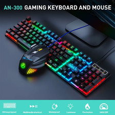 Mechanische Gaming Tastatur Maus Set RGB LED USB Kabel 2400DP iMice AN-300 Combo