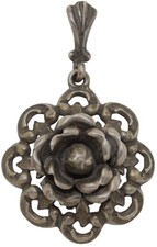 ? Floraler 835er Silber Anhänger Art Deco Antikschmuck - 3,8 x 2,4 cm / 5,08g