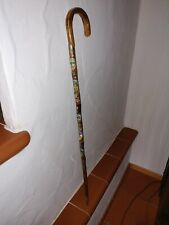 Spazierstock Holz  mit Metallspitze 13 Plaketten Wanderstock 55