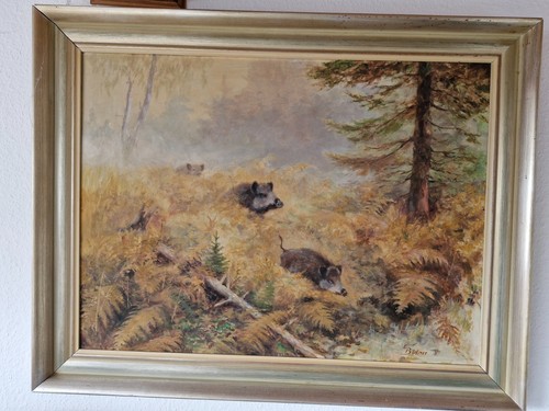 ölgemälde wildschweine im - Ölgemälde,