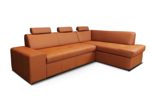 Gesteppt echtleder ecksofa mit - ecksofa,