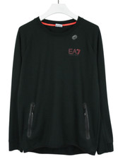 Emporio Armani Pullover Herren Medium Schwarz Reißverschlusstasche Logo Rundhals