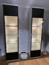 Hülsta Vitrinen 2 Stück elegant, Glas und Holz hochwertig mit Beleuchtung