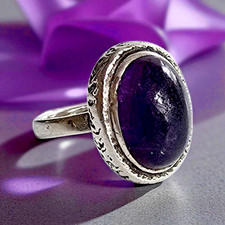 * Eleganter Damenring * Amethyst * Vintage  * Silber 835 * (1489)