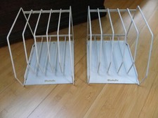 2 x Vintage  70er Jahre "Plattofix" Schallplattenständer  Singles, weiß, Metall